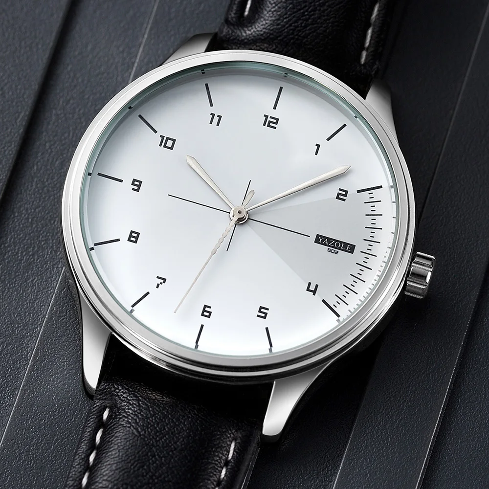 Leather Watch Band Men - Montres à quartz YAZOLE de marque
