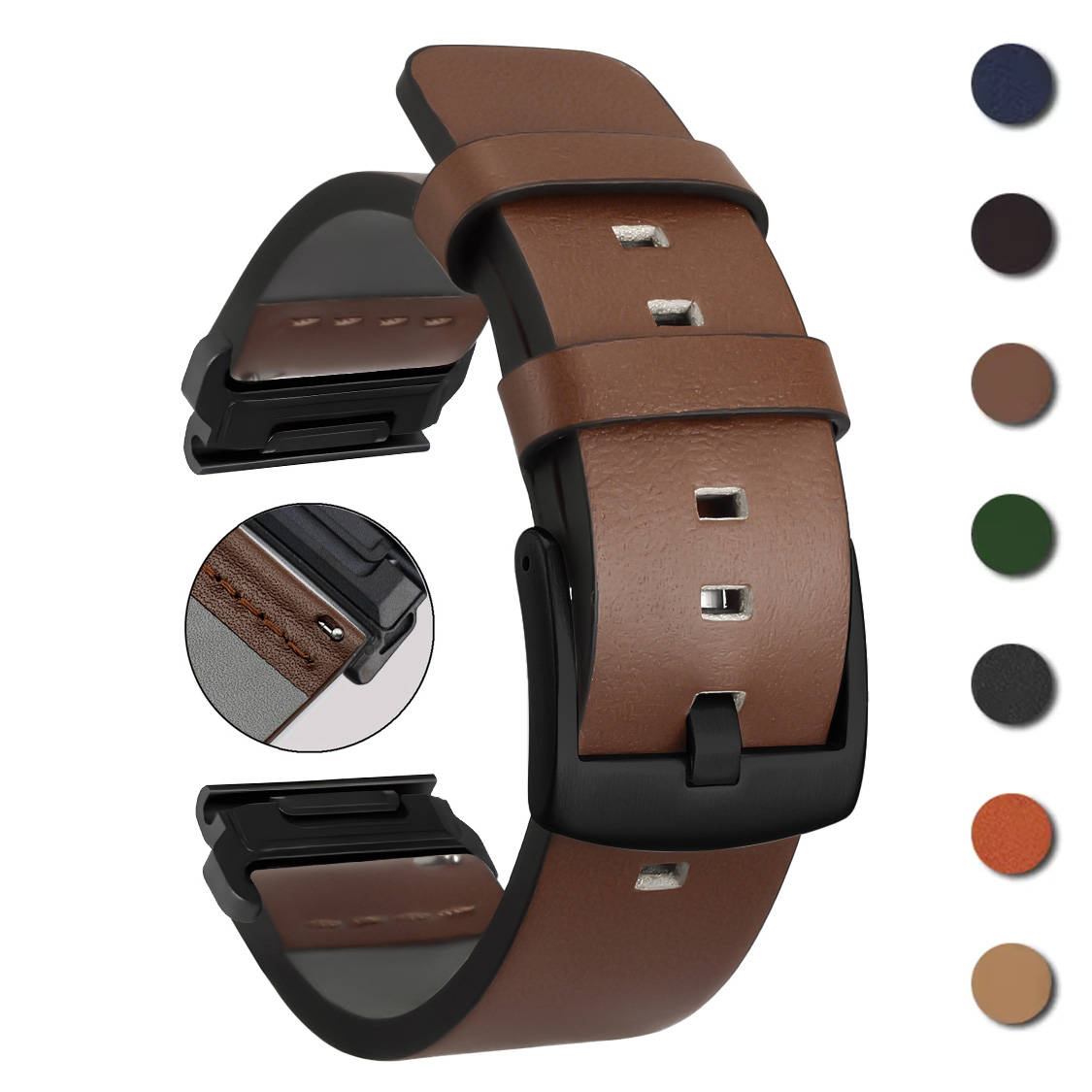 Silicone Watch Band 22Mm - Bracelet en cuir à ajustement rapide,