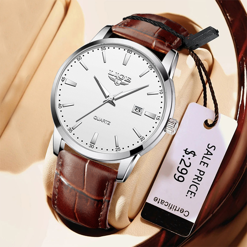 LIGE homme montre mode bracele - Leather Watch Band Men avis et prix