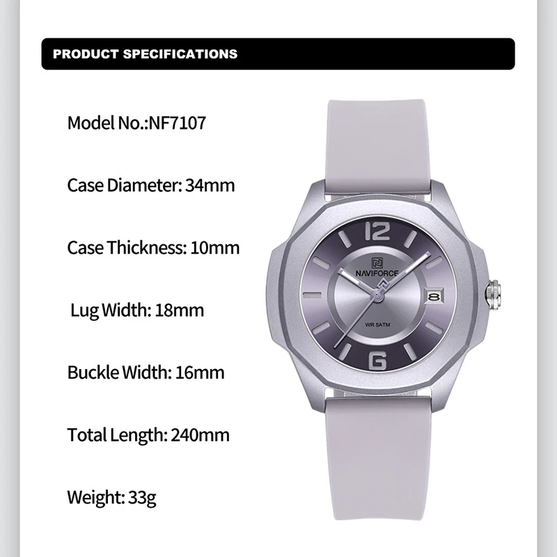 NAVIFORCE-Montre-bracelet à qu - Silicone Band Women avis et prix