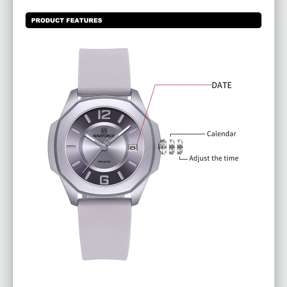 NAVIFORCE-Montre-bracelet à qu - Silicone Band Women avis et prix