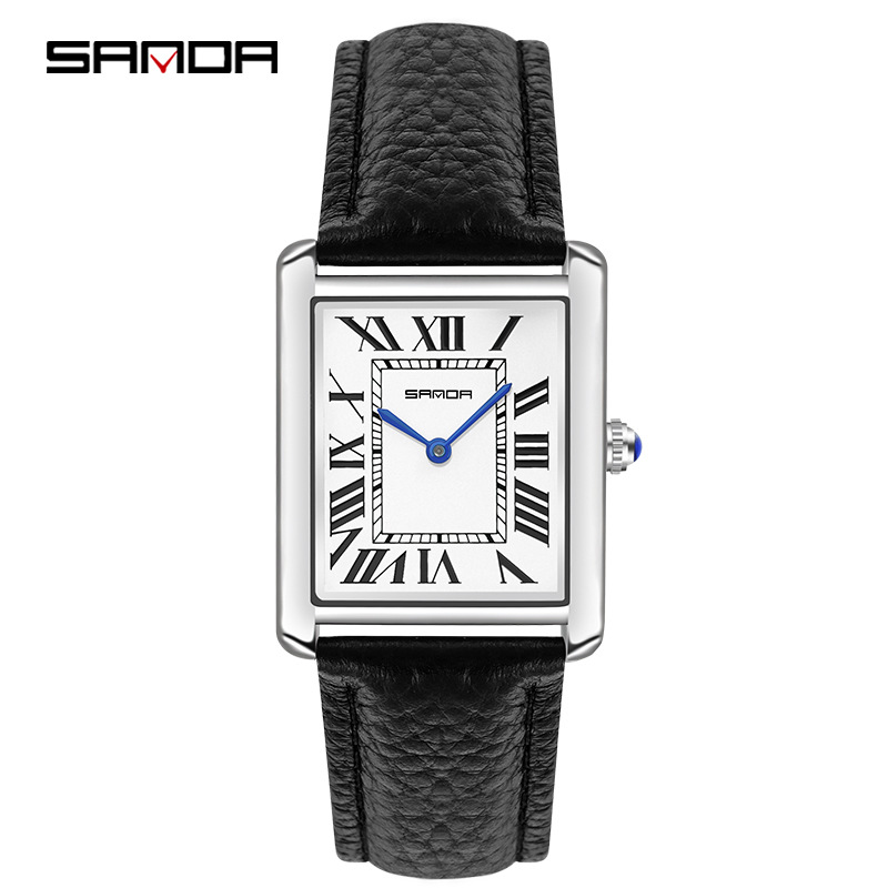 Sanda-Montres-bracelets rectan - Leather Watch Band Men avis et prix