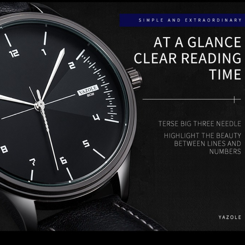Montres à quartz YAZOLE de mar - Leather Watch Band Men avis et prix